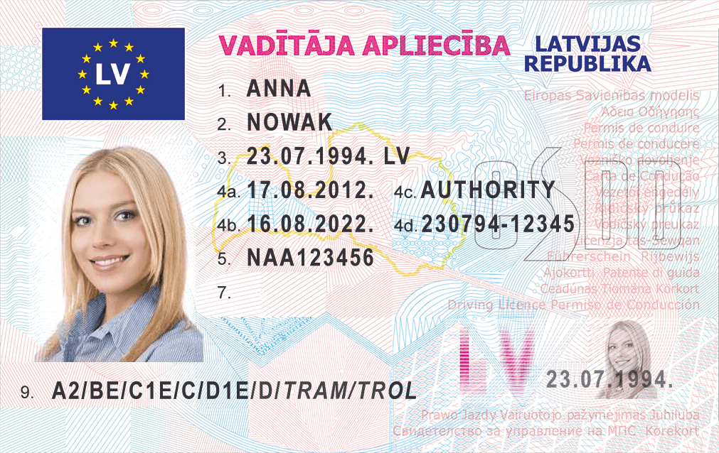 Wzór dokumentu dla Łotwa