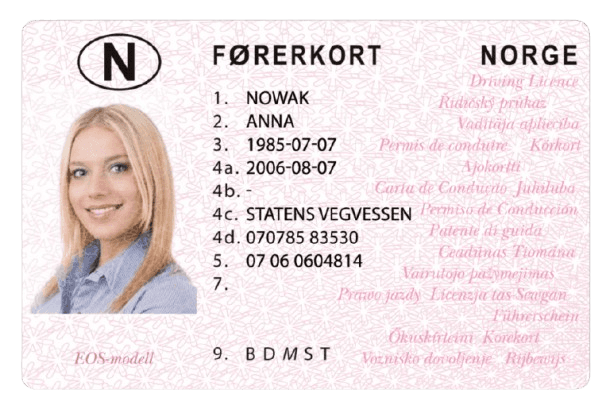 Wzór dokumentu dla Norwegia